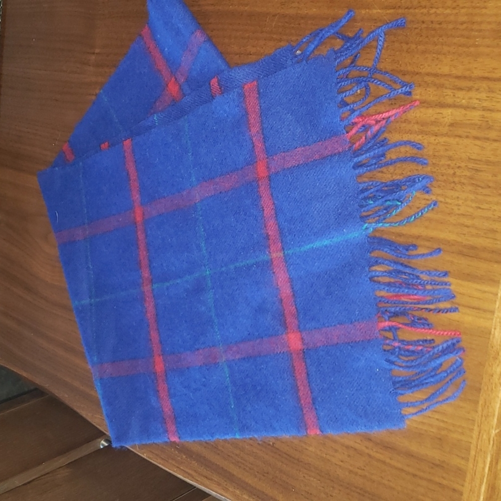 Scottish 100% Lambswool Royal Blue Red Tartan 11.75x60" New!
